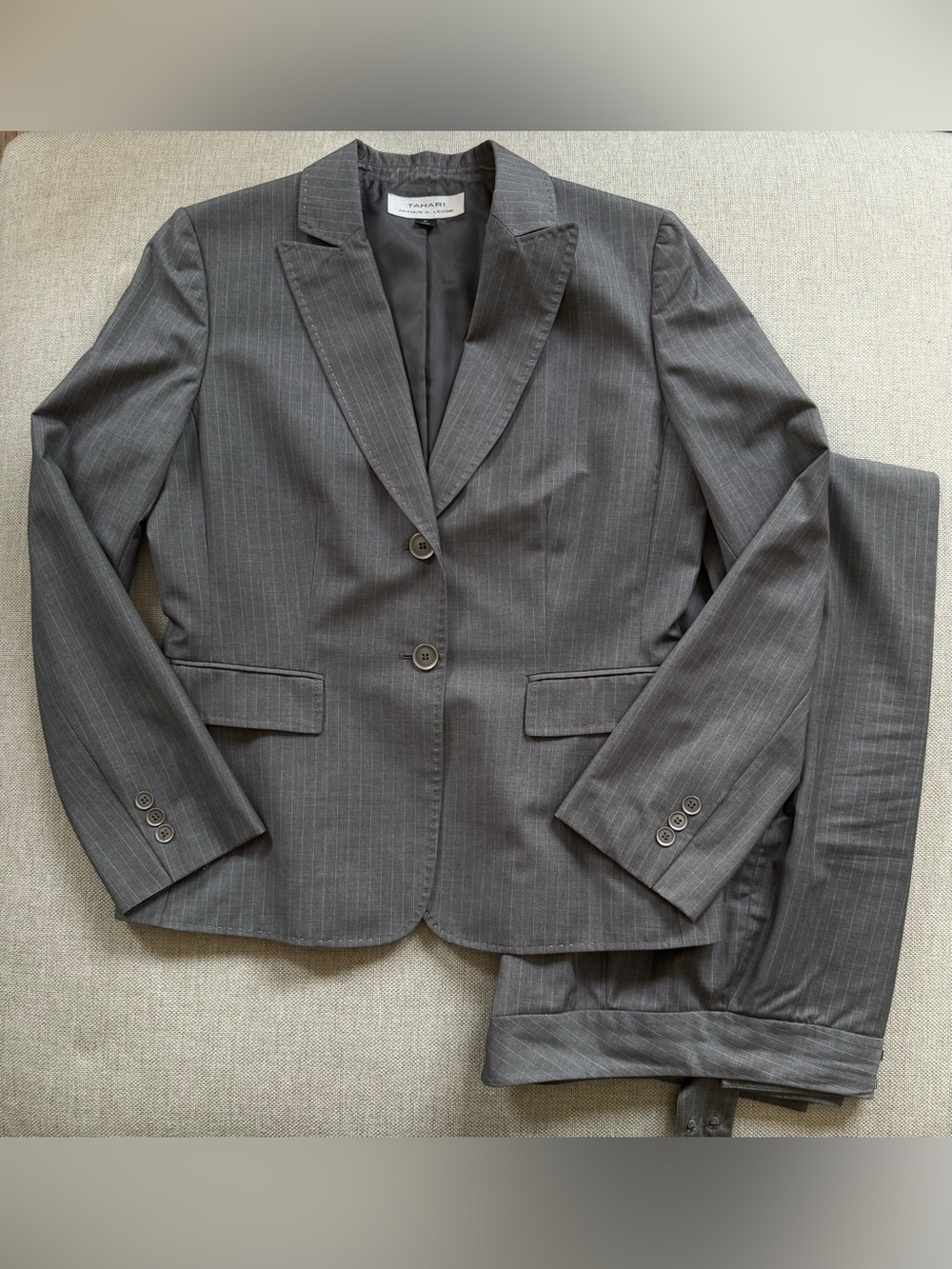 Tahari ASL Charcoal Pinstripe Women's Suit Blazer